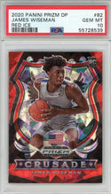 James Wiseman 2020 Panini Prizm Draft Pick Cracked Red Ice Crusade Rookie Card #82 (PSA)