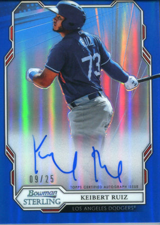 Keibert Ruiz Autographed 2019 Bowman Sterling Blue Refractor Rookie Card 9/25