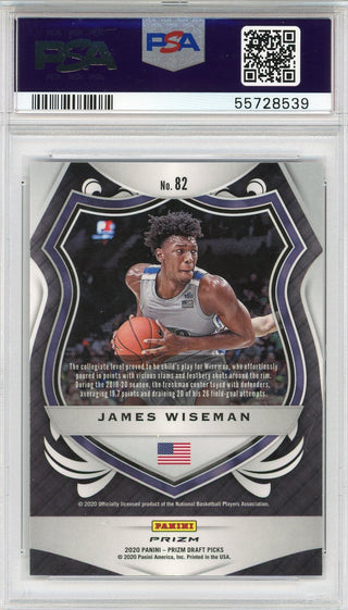 James Wiseman 2020 Panini Prizm Draft Pick Cracked Red Ice Crusade Rookie Card #82 (PSA)