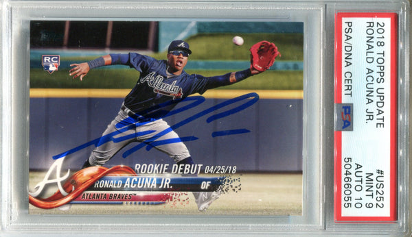 Ronald Acuna Autographed 2018 Topps Update Rookie Card (PSA)