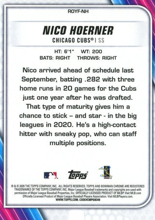 Nico Hoerner 2020 Bowman Chrome Rookie Card