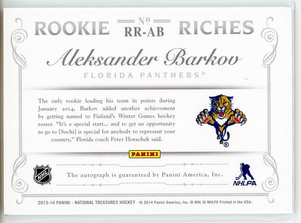 Aleksander Barkov Autographed 2013-14 Panini National Treasures Rookie Card #RR-AB