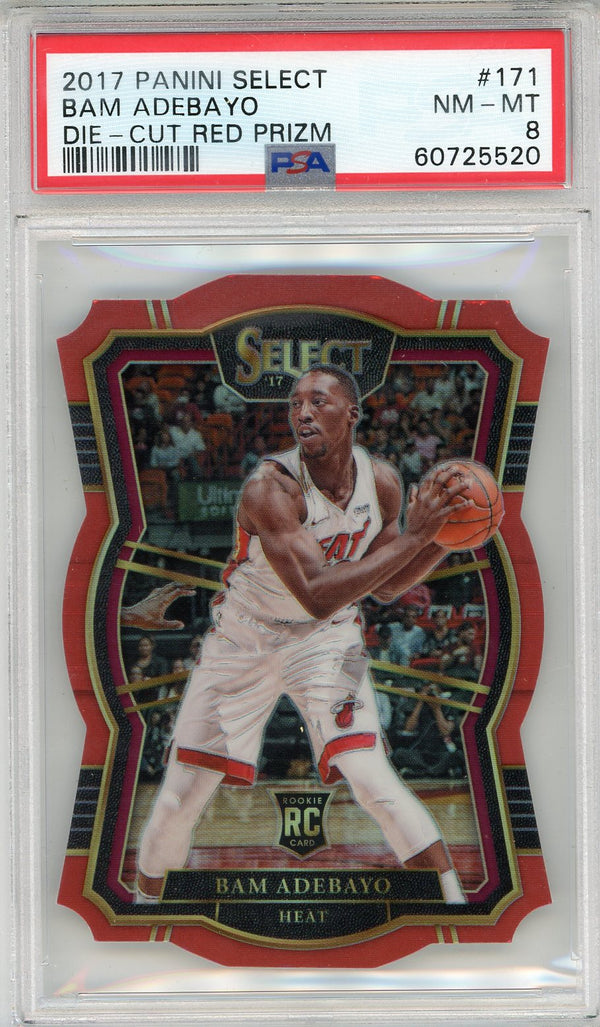 Bam Adebayo 2017 Panini Select Die Cut Red Prizm Rookie Card #171 (PSA NM-MT 8)