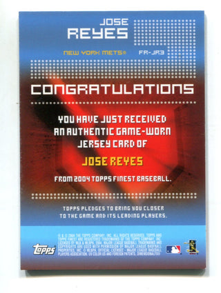 Jose Reyes 2004 Topps Finest #frjr3 Jersey Card