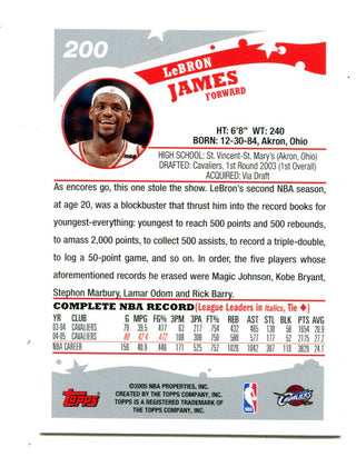 LeBron James 2005 Topps #200 Card