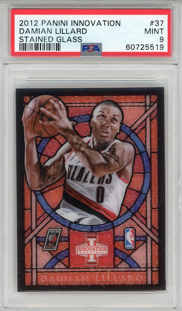 Damian Lillard 2012 Panini Innovation Stained Glass Rookie Card #37 (PSA Mint 9)