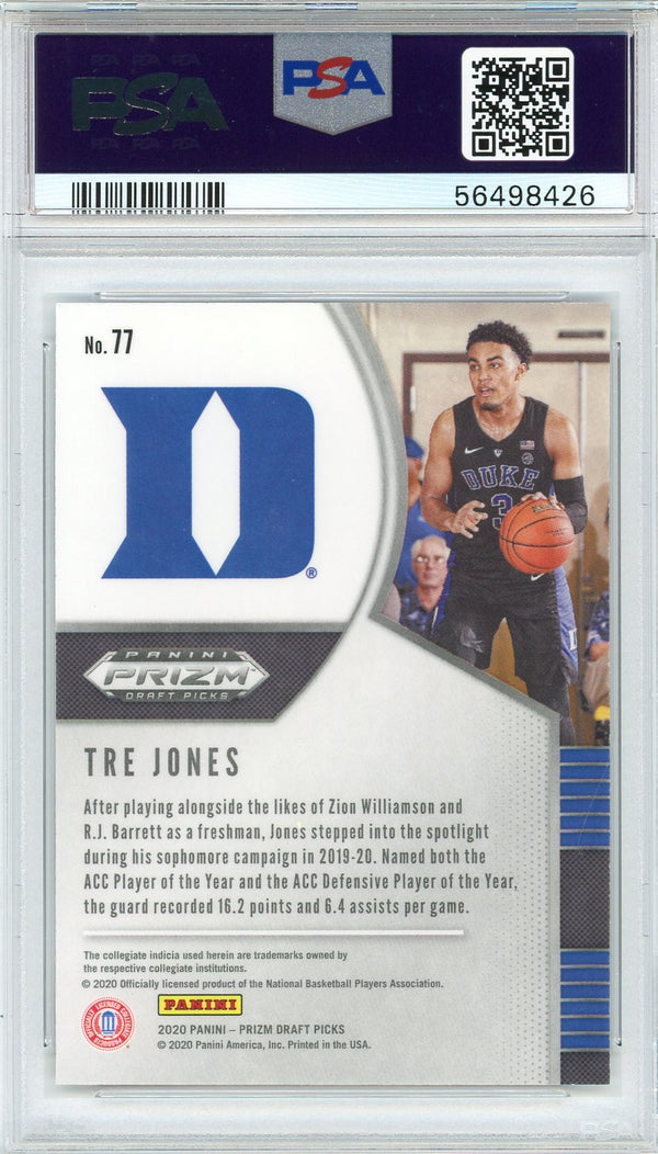 Tre Jones 2020 Panini Prizm Draft Pick Rookie Card #77 (PSA)