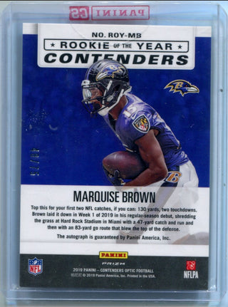 Marquise Brown 2019 Panini Contenders Optic #ROYMB Auto /35 Card