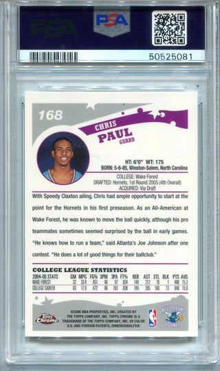 Chris Paul 2005 Topps Chrome #168 (PSA Mint 9) Card