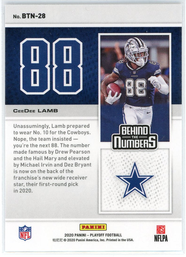 CeeDee Lamb 2020 Panini Playoff Behind the Numbers Rookie Card #BTN-28