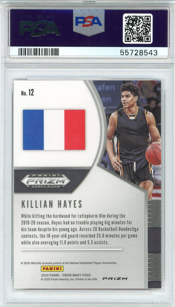 Killian Hayes 2020 Panini Prizm Draft Pick Cracked Red Ice Rookie Card #12 (PSA)