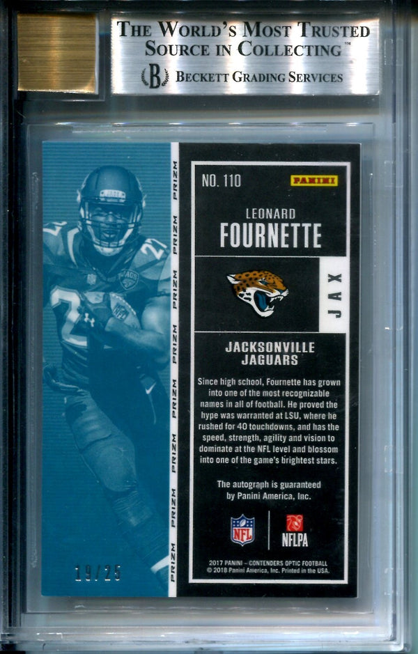 Leonard Fournette 2017 Panini Contenders Optic Blue Rookie Card Beckett Mint 9