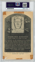 Joe DiMaggio Autographed Artvue HOF Plaque Type 1 Postcard (PSA)