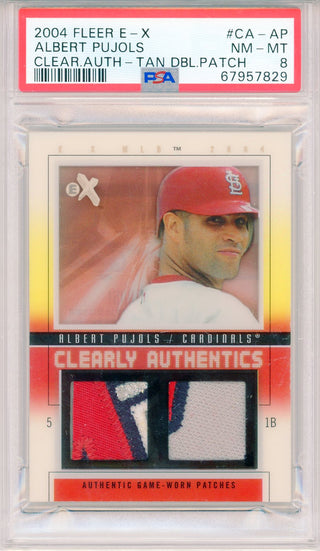 Albert Pujols 2004 Fleer E-X Clearly Authentics Patch Card 3CA-AP (PSA NM-MT 8)