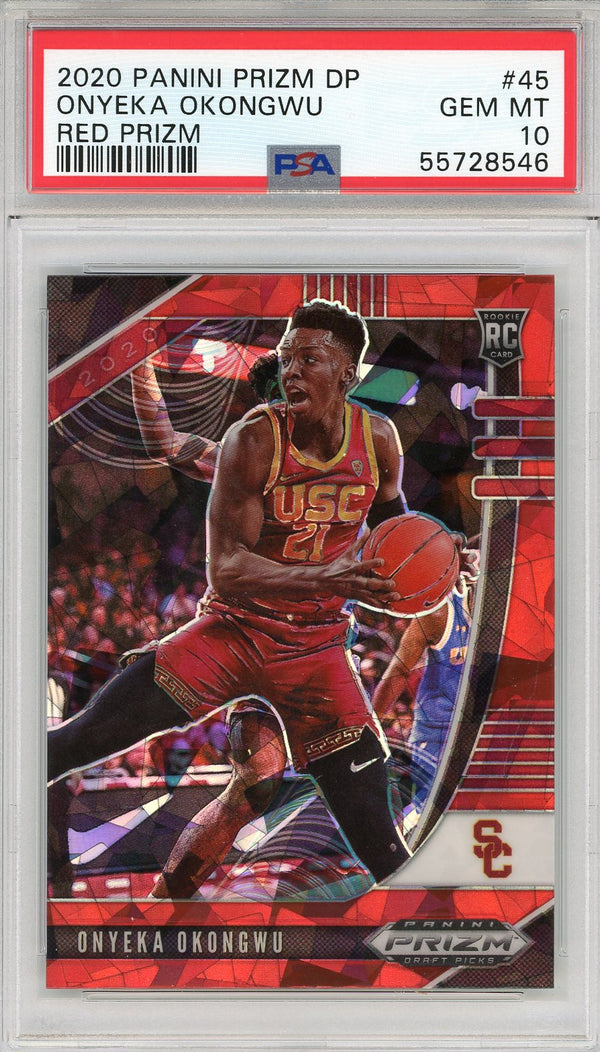 Onyeka Okongwu 2020 Panini Prizm Draft Pick Cracked Red Ice Rookie Card #45 (PSA)