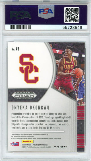 Onyeka Okongwu 2020 Panini Prizm Draft Pick Cracked Red Ice Rookie Card #45 (PSA)