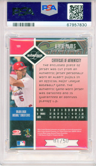 Albert Pujols 2004 Leaf Limited Threads Patch Card #191 (PSA NM-MT 8)