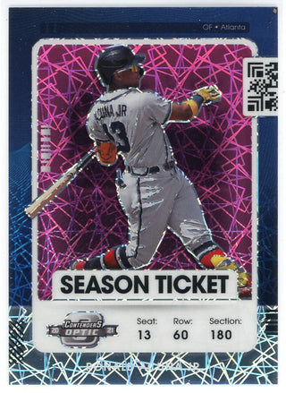 Ronald Acuna Jr. 2021 Panini Contenders Optic Season Ticket Pink Prizm Card #89