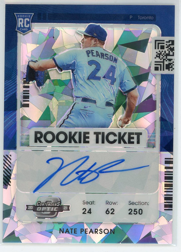 Nate Pearson Autographed 2021 Panini Contenders Optic Rookie Ticket Cracked Ice Card #153