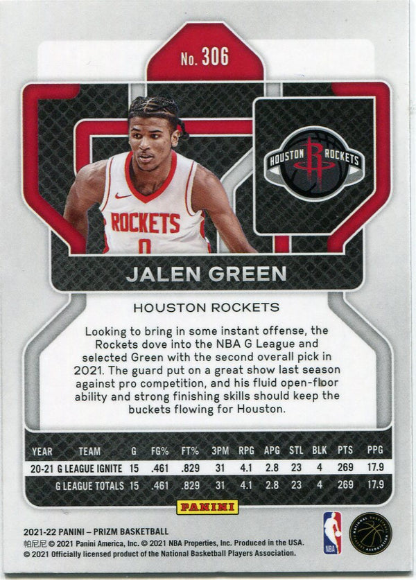 Jalen Green 2022 Panini Prizm Rookie Card