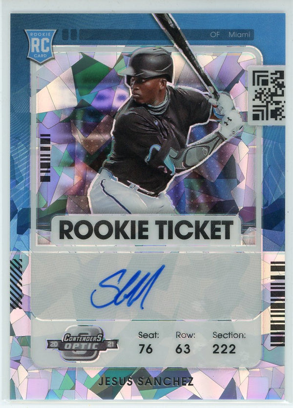 Jesus Sanchez Autographed 2021 Panini Contenders Optic Rookie Ticket Cracked Ice Card #124