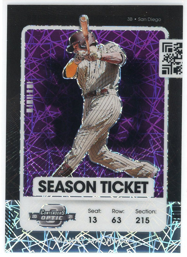 Manny Machado 2021 Panini Contenders Optic Season Ticket Purple Prizm Card #69