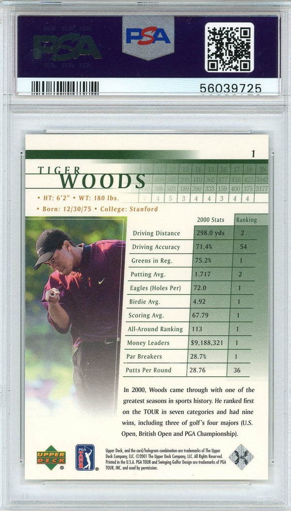 Tiger Woods 2001 Upper Deck Card #1 (PSA)