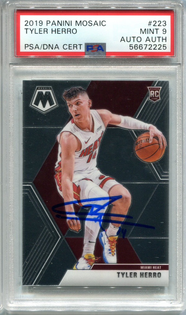 Tyler Herro 2019 Panini Mosaic #223 PSA Mint 9/Auto Authentic Card