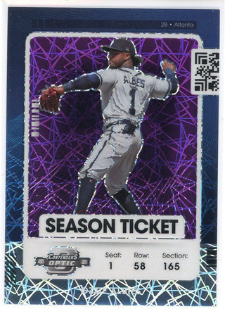 Ozzie Albies 2021 Panini Contenders Optic Season Ticket Purple Prizm Card #1