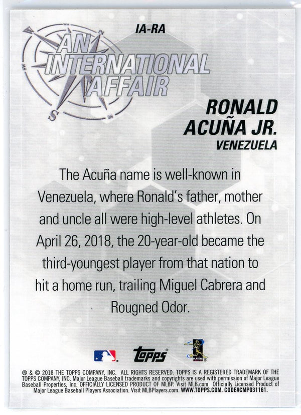 Ronald Acuna Jr. 2018 Topps International Affair Rookie Card #IA-RA