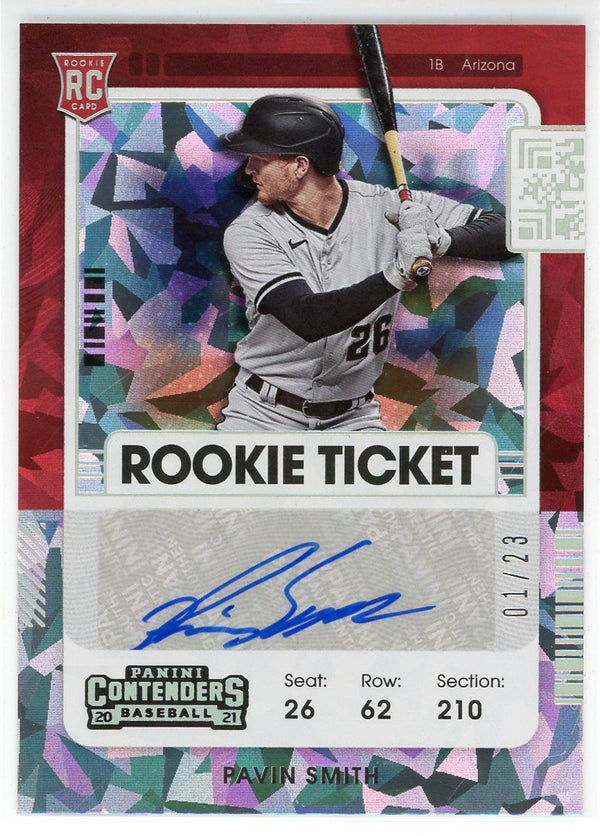 Pavin Smith Autographed 2021 Panini Contenders Rookie Ticket Cracked Ice Card #173