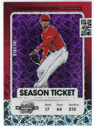 Shohei Ohtani 2021 Panini Contenders Optic Season Ticket Purple Prizm Card #100