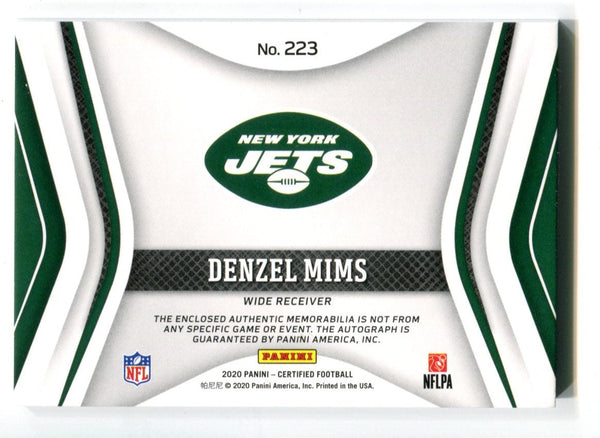 Denzel Mims 2020 Panini Certified Freshman Fabric #223 RPA /349