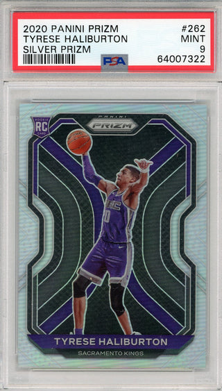 Tyrese Haliburton 2020 Panini Prizm Silver Prizm Rookie Card #262 (PSA Mint 9)