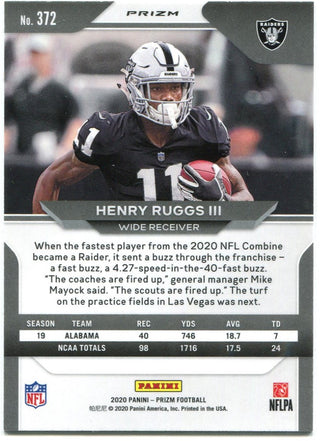 Henry Ruggs Panini Prizm Rookie Card