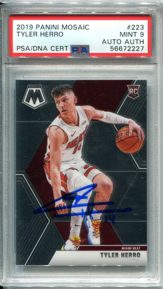 Tyler Herro 2019 Panini Mosaic #223 PSA Mint 9/Auto Authentic Card