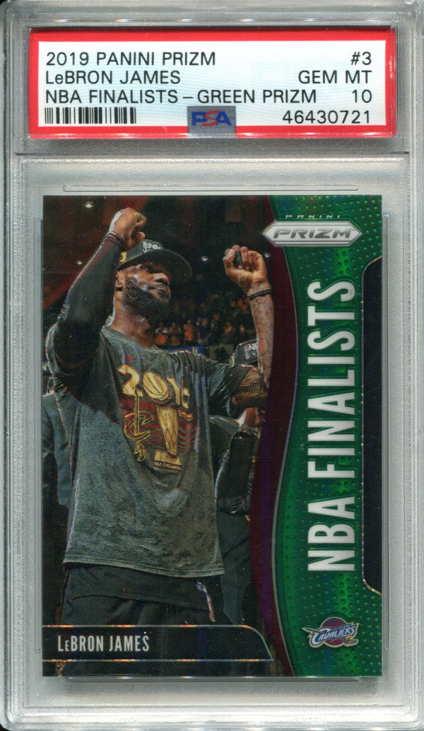 Lebron James 2019-20 Panini Prizm Green Prizm Card #3 (PSA)