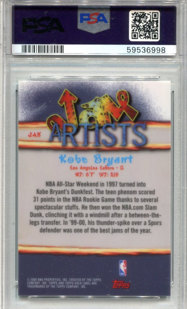 Kobe Bryant 2000 Topps Gold Label #JA8 PSA Mint 9 Card