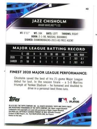 Jazz Chisholm 2021 Topps Finest #40 Green RC