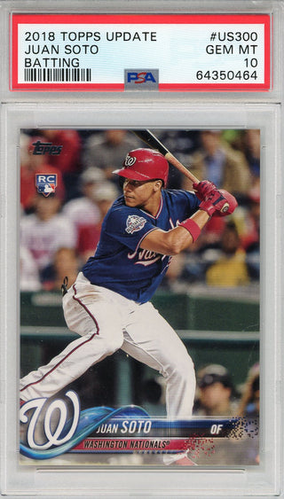 Juan Soto 2018 Topps Update Rookie Batting Card #US300 (PSA Gem MT 10)