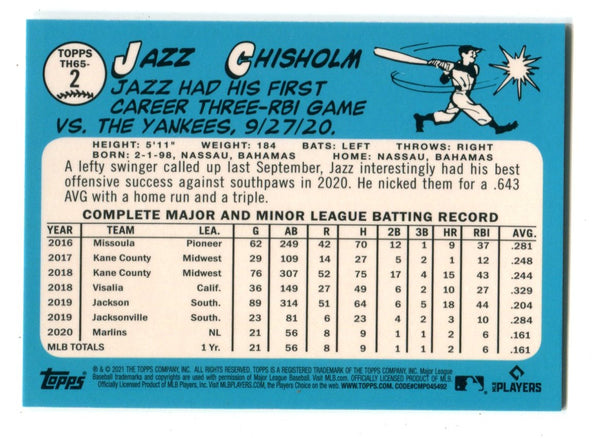 Jazz Chisholm 2021 Topps Chrome #2 RC