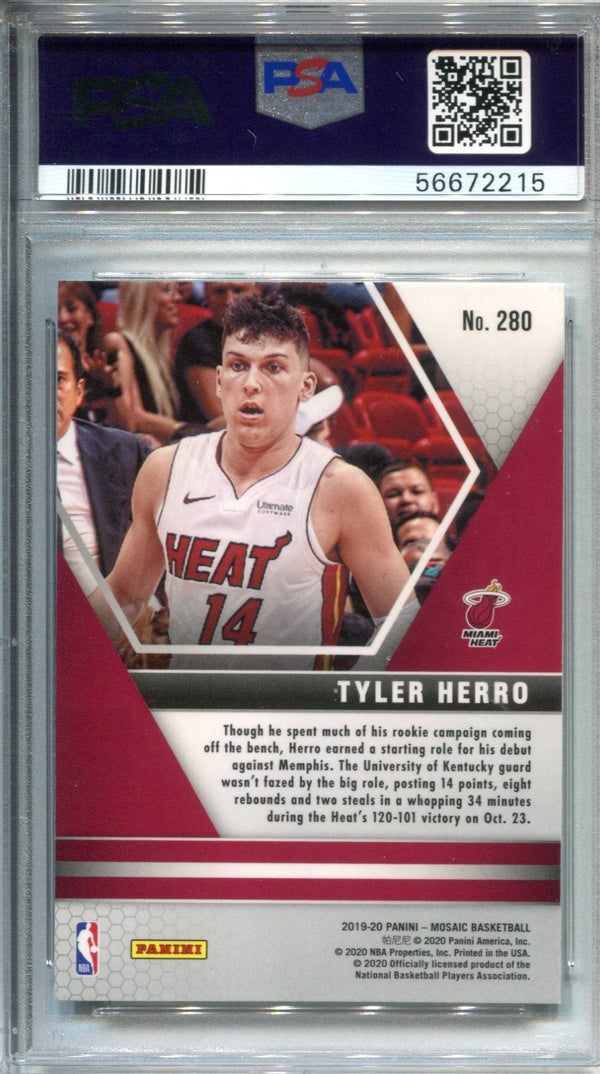 Tyler Herro 2019 Panini Mosaic #223 PSA Near Mint 8/Auto Authentic Card