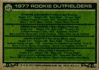 Autographed Andre Dawson, Gene Richards, John Scott, & Denny Walling 1977 Rookies Outfielders