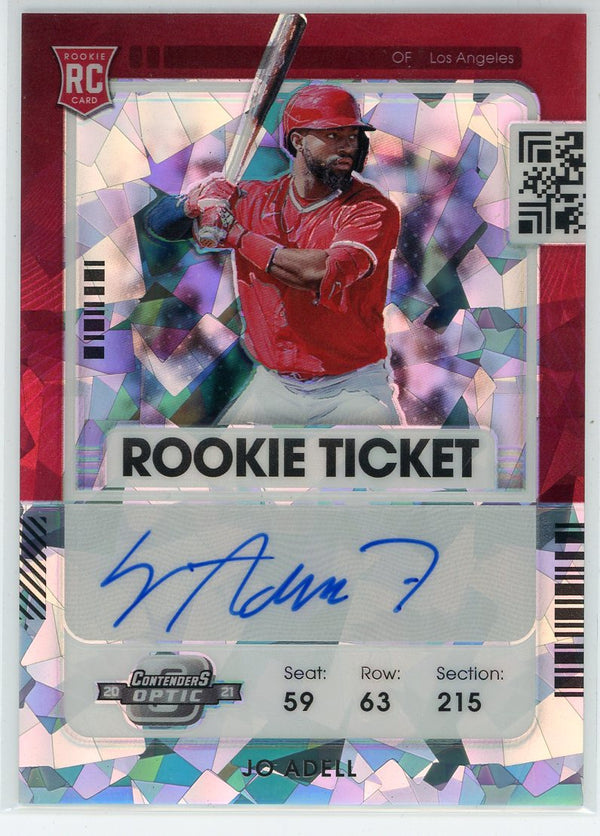 Jo Adell Autographed 2021 Panini Contenders Optic Rookie Ticket Cracked Ice Card #121