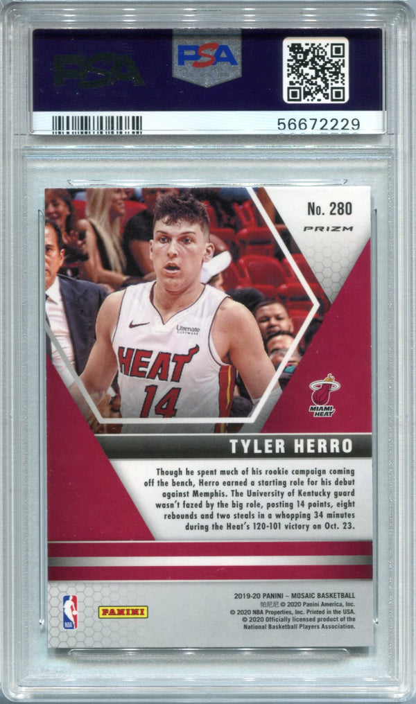 Tyler Herro 2019 Panini Pink Mosaic #223 PSA Mint 8/Auto Authentic Card