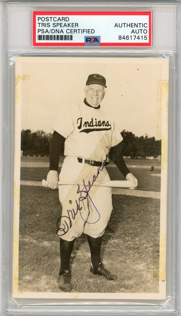 Tris Speaker Autographed Postcard (PSA)