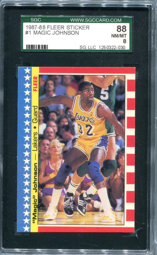 Magic Johnson 1987-88 Fleer Sticker #1 SGC NM 8 Card