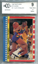 Alex English 1987-88 Fleer Sticker #11 BCCG NM 9 Card