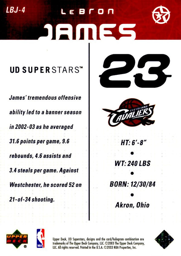 LeBron James 2003 Upper Deck Superstars Unsigned Rookie Year