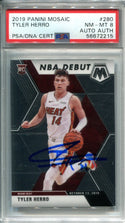 Tyler Herro 2019 Panini Mosaic #223 PSA Near Mint 8/Auto Authentic Card